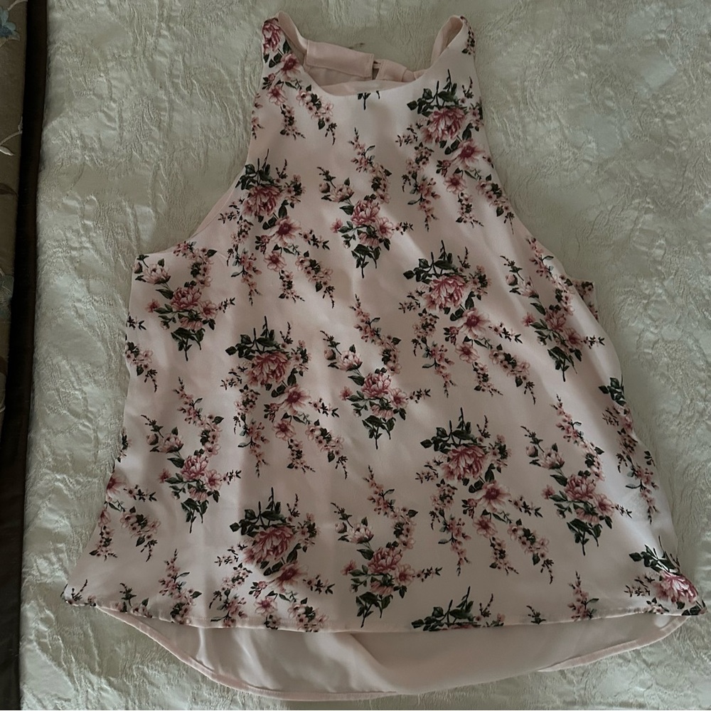 Forever 21, Floral Pink Sleeveless Top, Size Medium